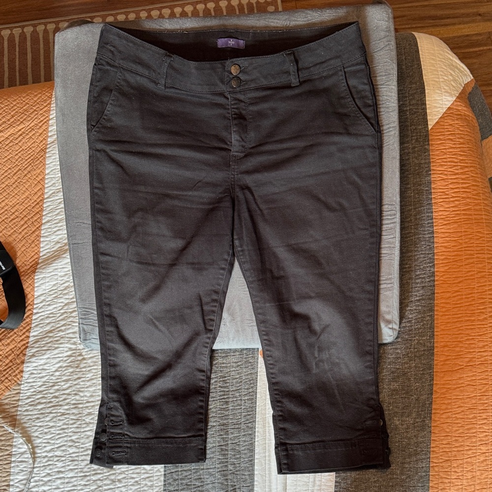 NYDJ Espresso Cropped Pants with Button Detail